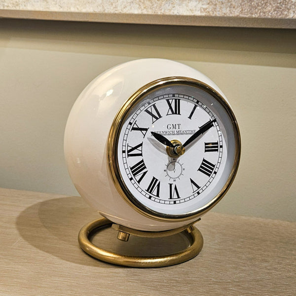 Greenwich Mantle Clock With Ring Stand Ivory