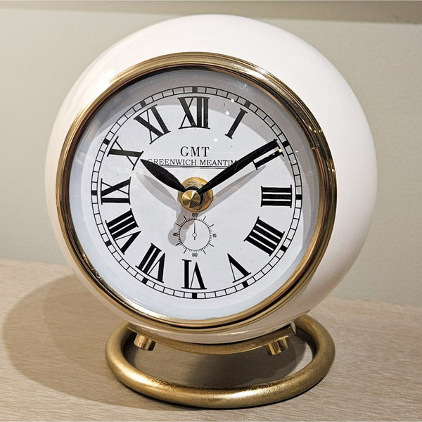Greenwich Mantle Clock With Ring Stand Ivory