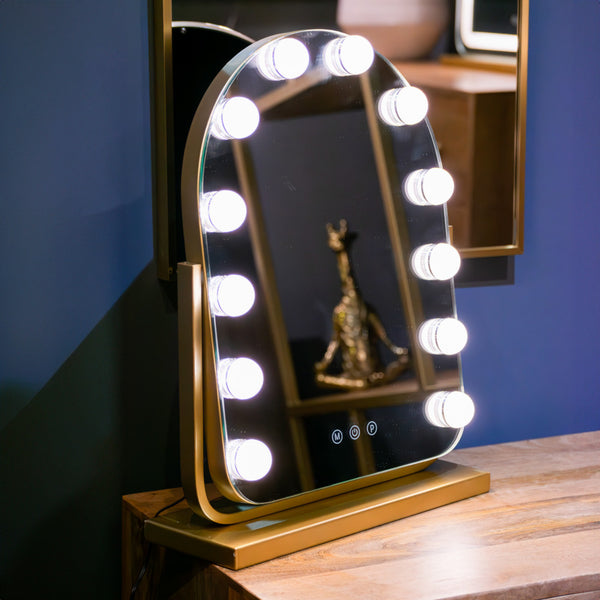 Hollywood Bulb Arch Vanity Mirror Gold 40X30cm
