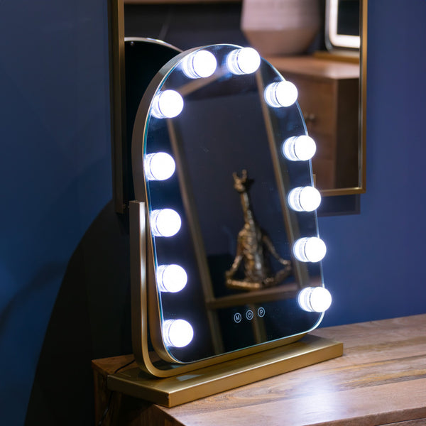Hollywood Bulb Arch Vanity Mirror Gold 40X30cm