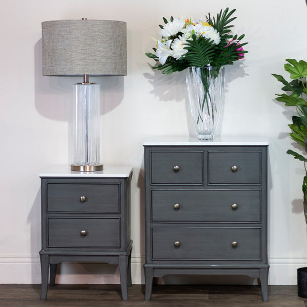 Monroe 2 DR Accent Table W Marble Top Russell
