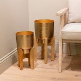 Aruna Planter With Mango Stand Gold Lrg