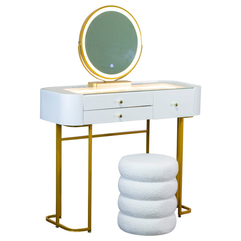 Nadia Plus Dressing Table & Stool Set | White