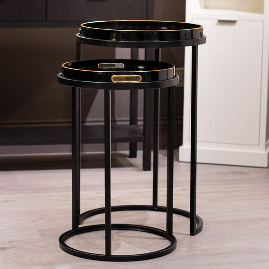 Bruna S/2 Tray Tables Black/Gold
