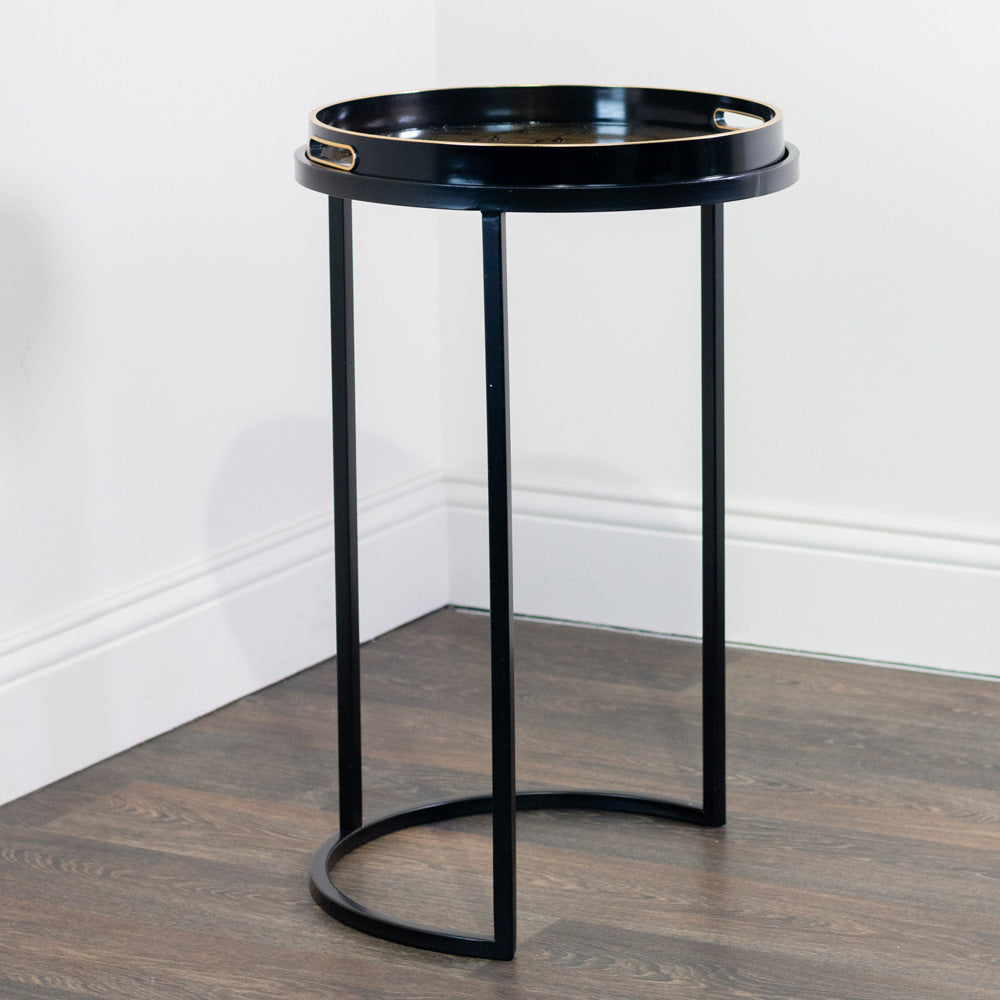 Bruna S/2 Tray Tables Black/Gold