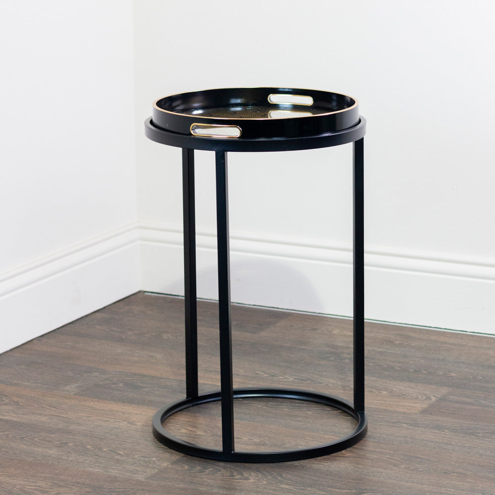 Bruna S/2 Tray Tables Black/Gold