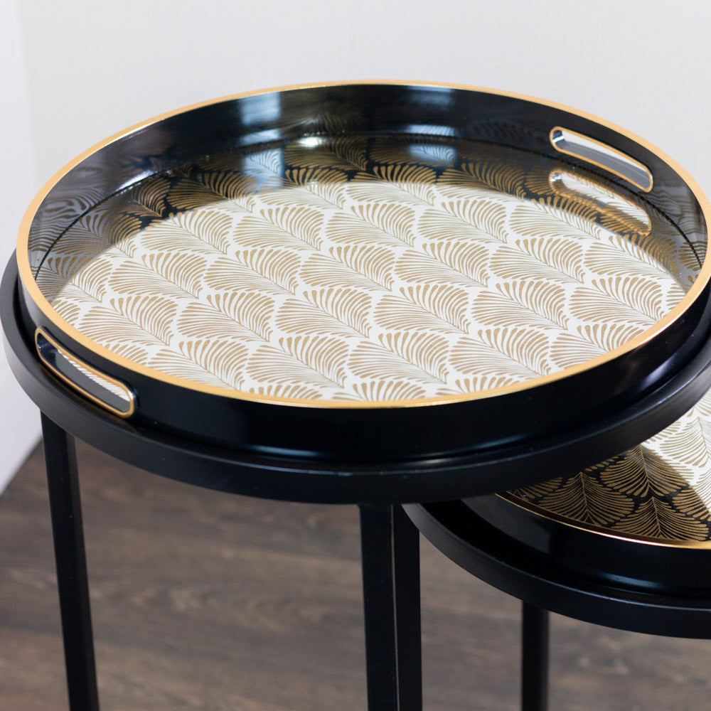 Bruna S/2 Tray Tables Black/Gold