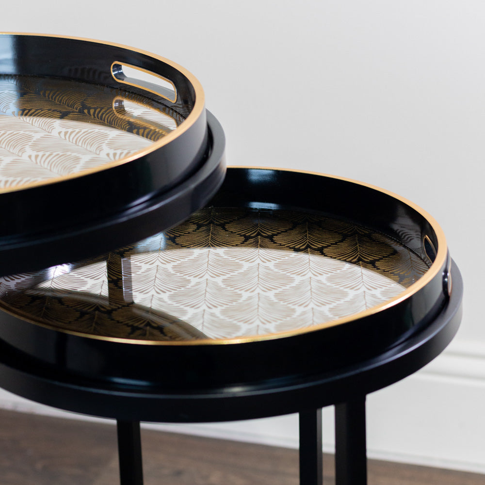 Bruna S/2 Tray Tables Black/Gold