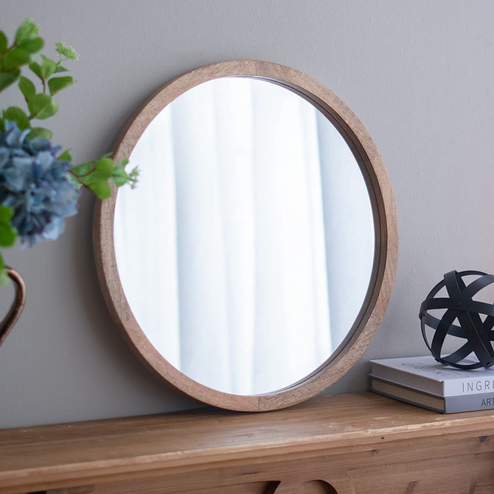 Round Mirror Wood/Gold 100cm