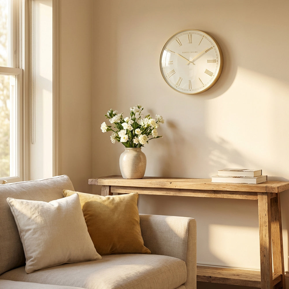 Pesaro Wall Clock Gold/White | 36cm