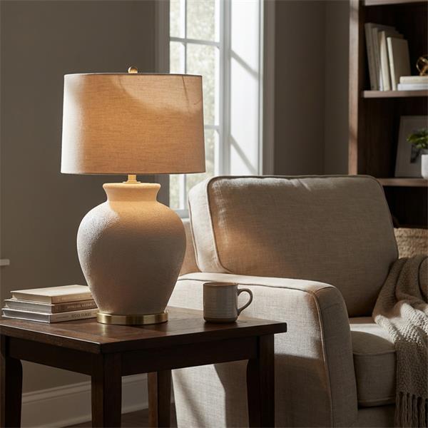 Fabia Ceramic Table Lamp Sandy White 71cm
