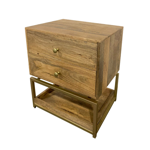 Beki 2 Drw Locker/End Table Nat Mango