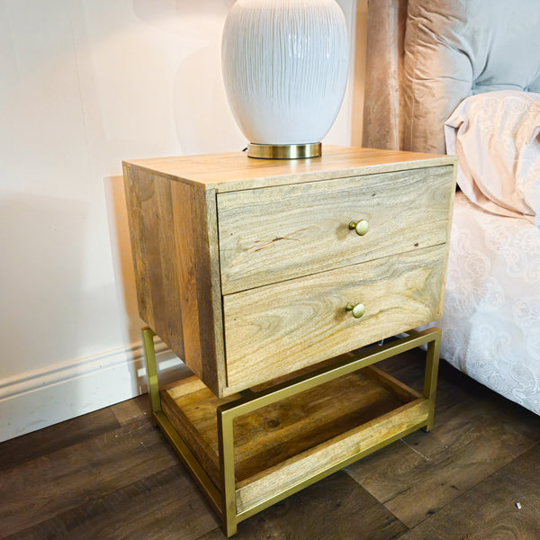 Beki 2 Drw Locker/End Table Nat Mango