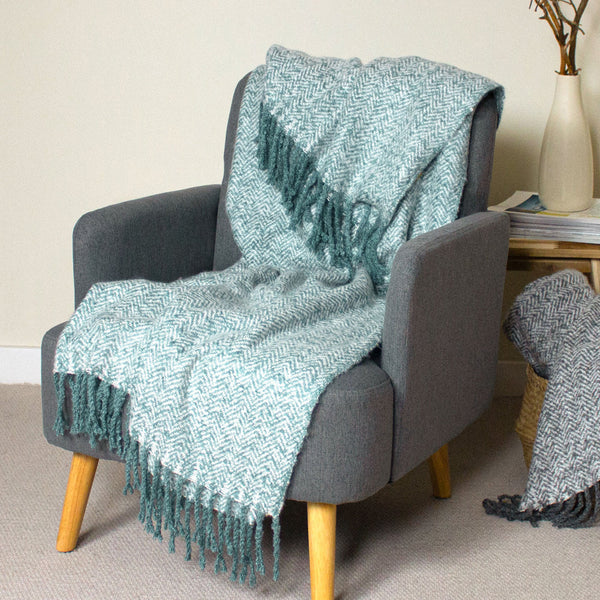 Weaver Herringbone Throw | Teal