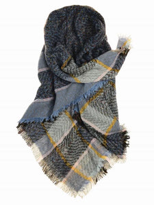Scarf squared up & toasty blue/terracotta