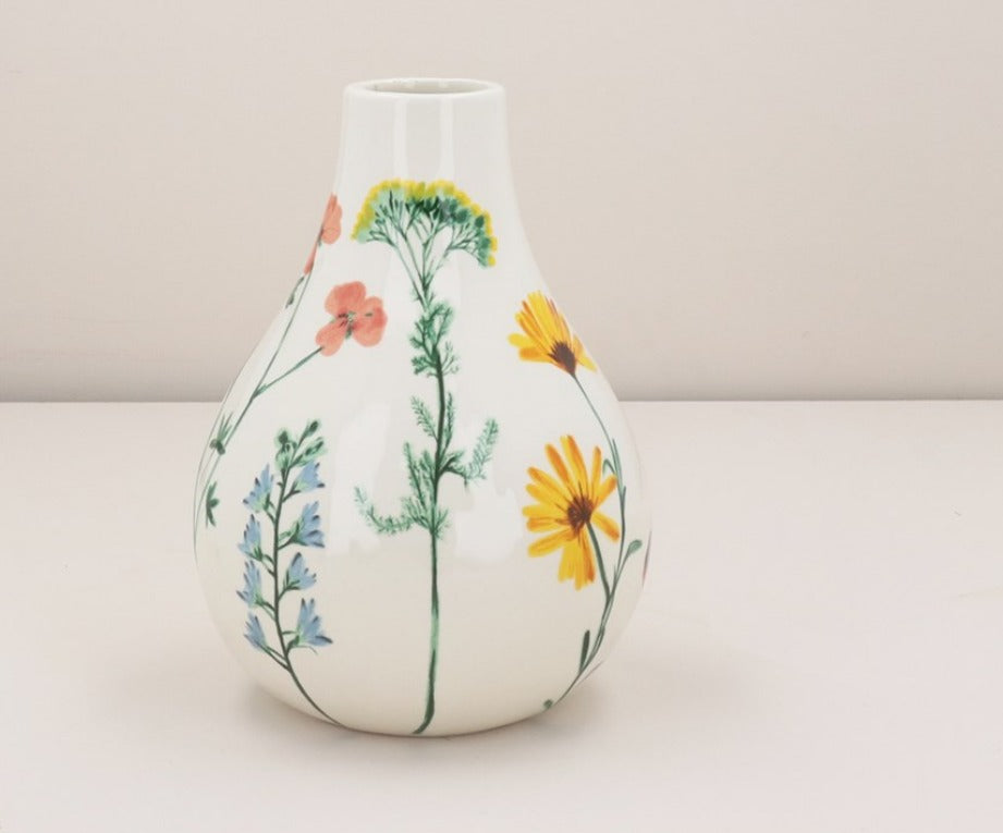 Pear Shaped Floral Ceramic Vase | 22.5cm