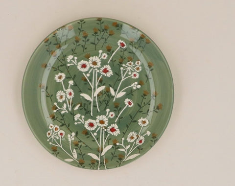 Green Wild Daisy | Stoneware Side Plate