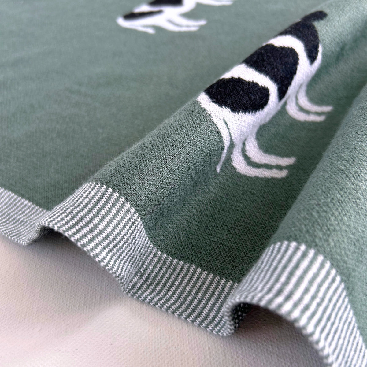 Knitted Baby Blanket | Cow | Bottle Green