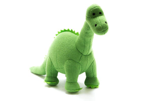 Knitted Green Diplodocus Baby Rattle