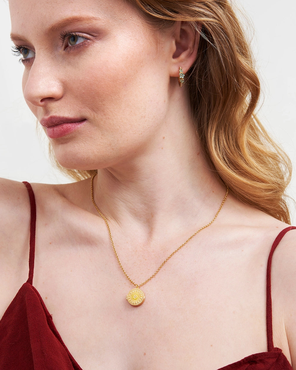 Gold Sun Locket Necklace