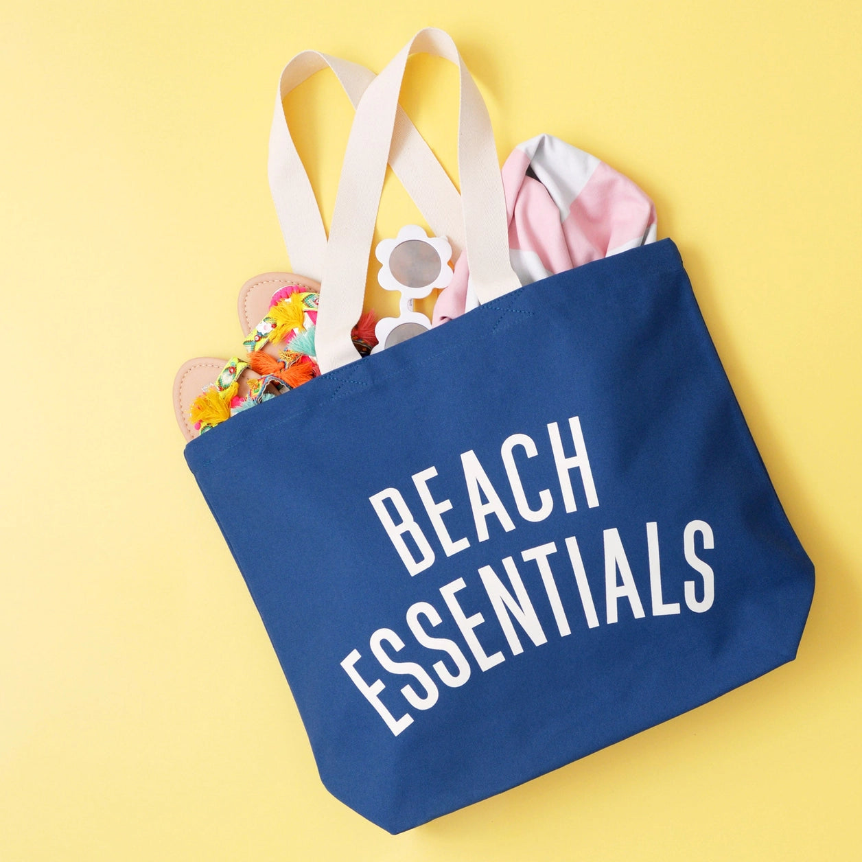 Beach Essentials | Canvas Tote Bag | Ocean Blue