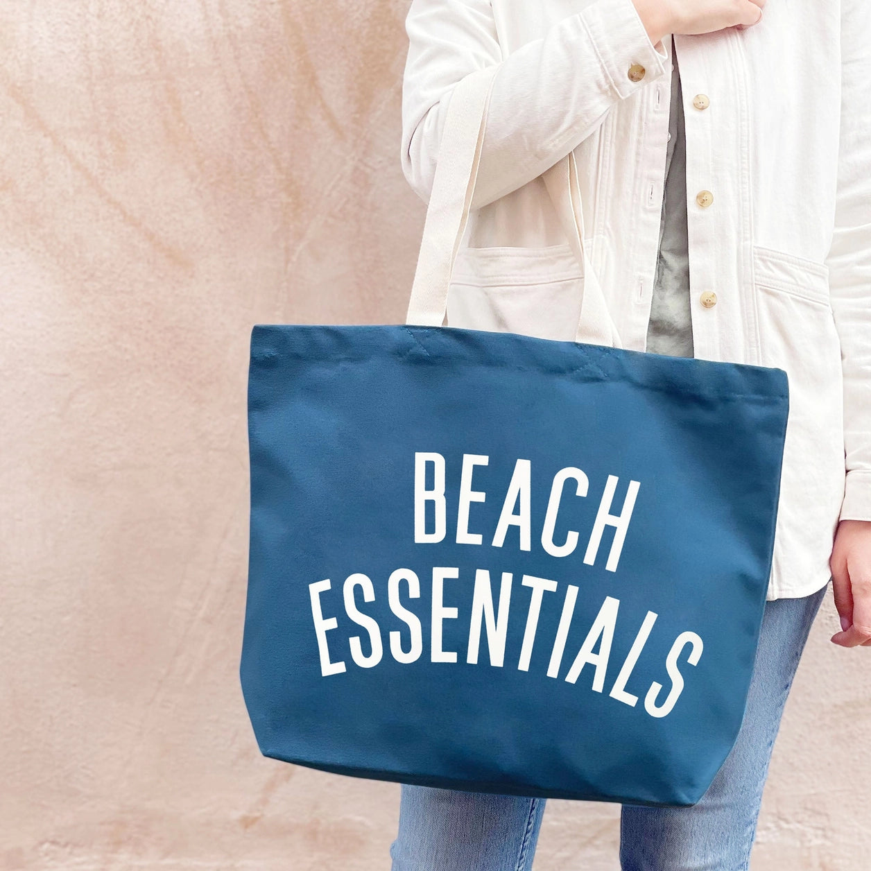 Beach Essentials | Canvas Tote Bag | Ocean Blue