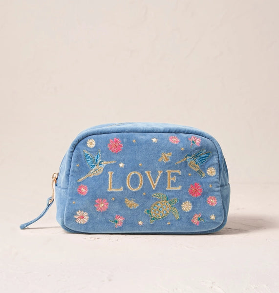 Elizabeth Scarlett | Love Cosmetics Bag | Dusky Blue Velvet