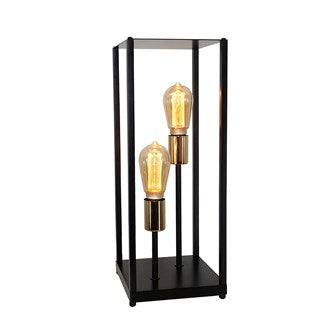 Black Metal Frame Lamp Double 49cm