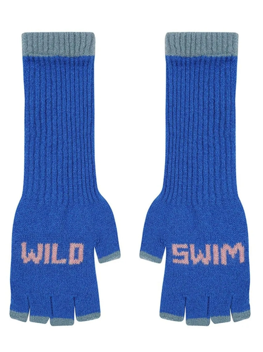 Wild Swim Fingerless Gloves Blue & Petrel