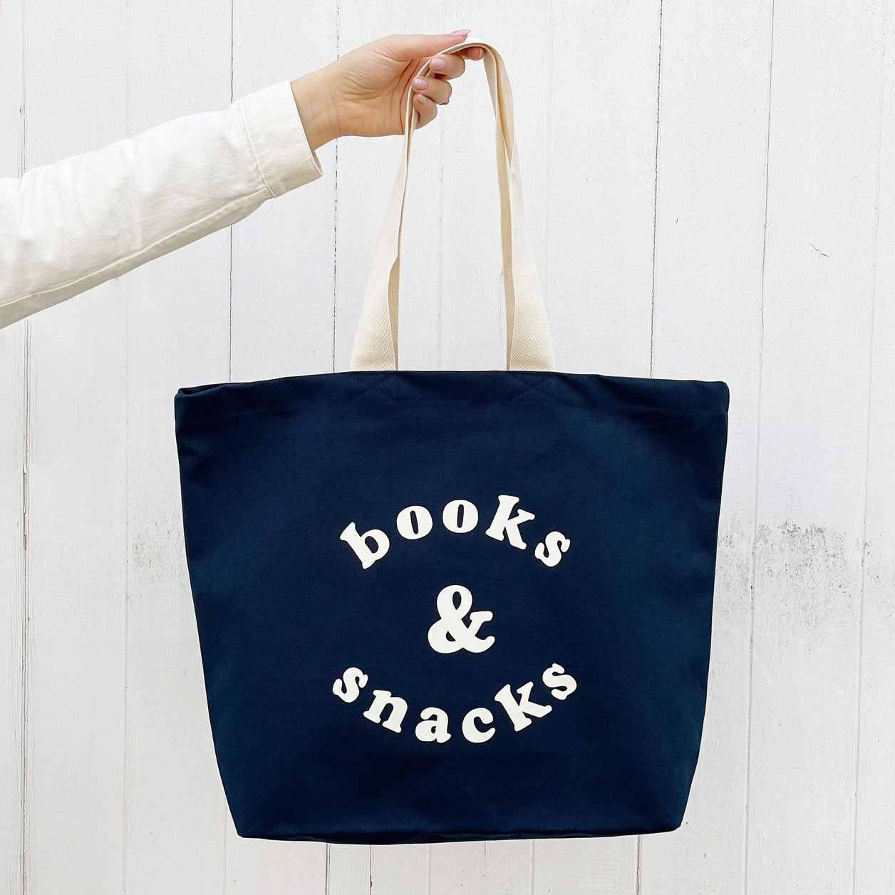 Books & Snacks | Canvas Tote Bag | Midnight Blue