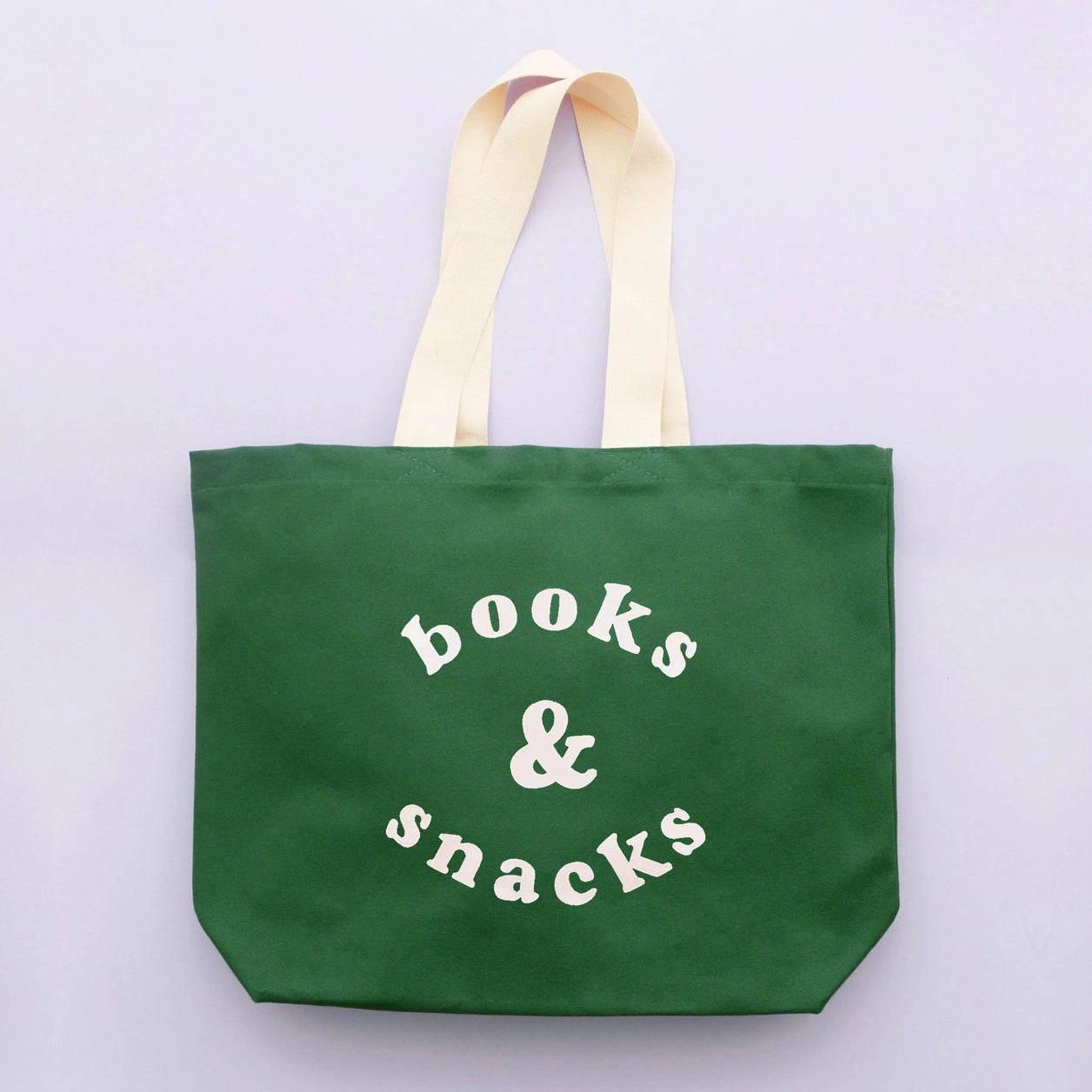 Books & Snacks | Canvas Tote Bag | Forest Green