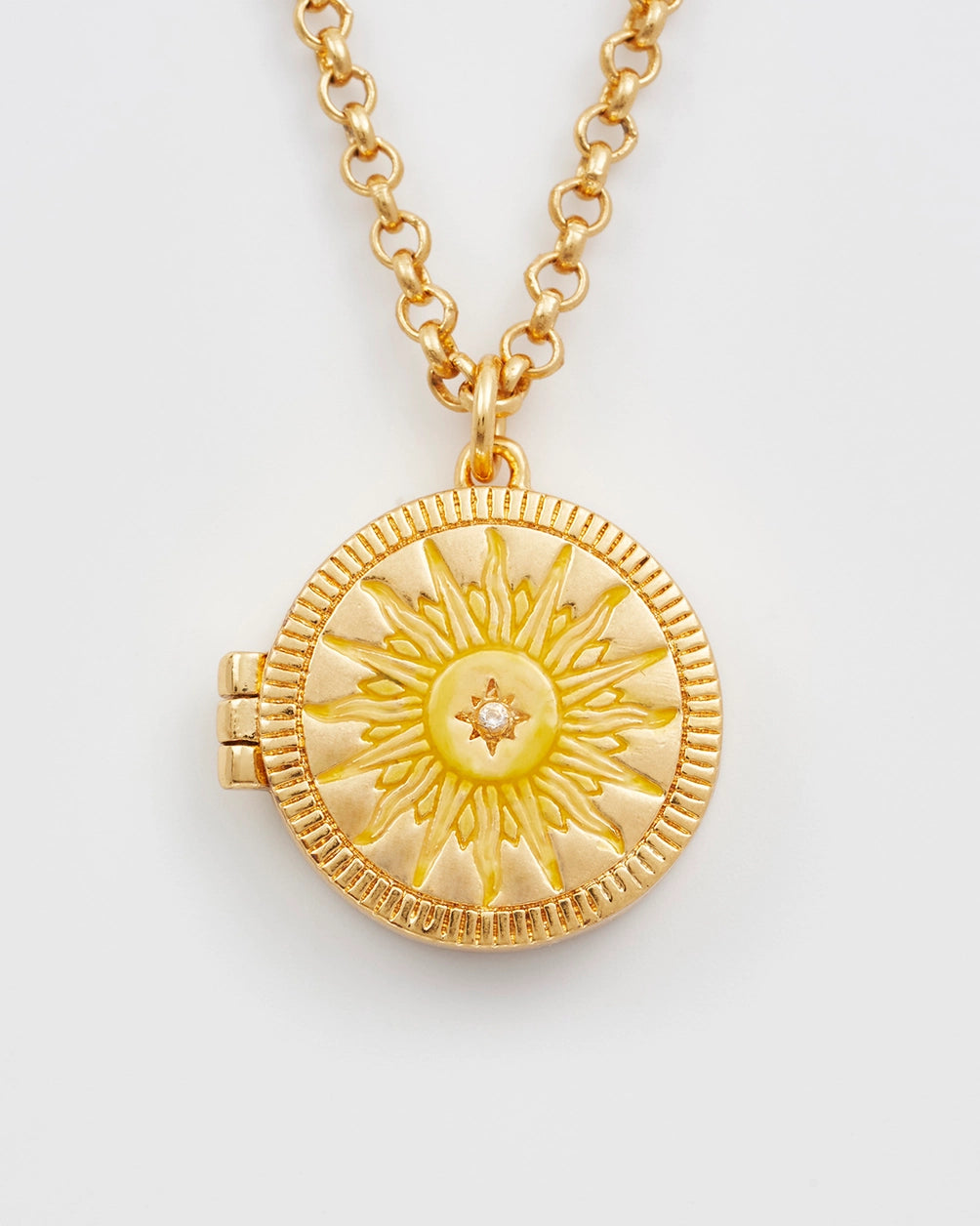 Gold Sun Locket Necklace