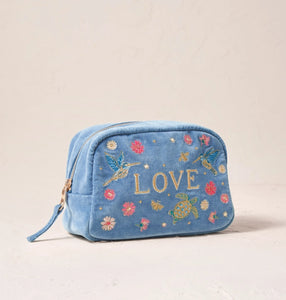 Elizabeth Scarlett | Love Cosmetics Bag | Dusky Blue Velvet