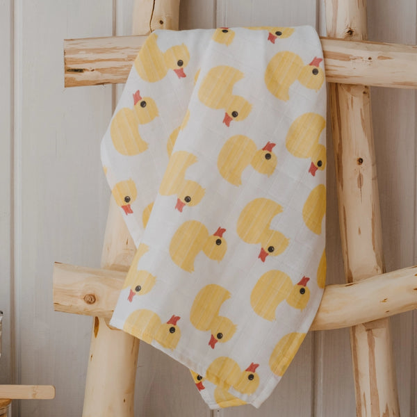 Yellow Duck | Muslin Square Baby Burp Cloth | Set of 3