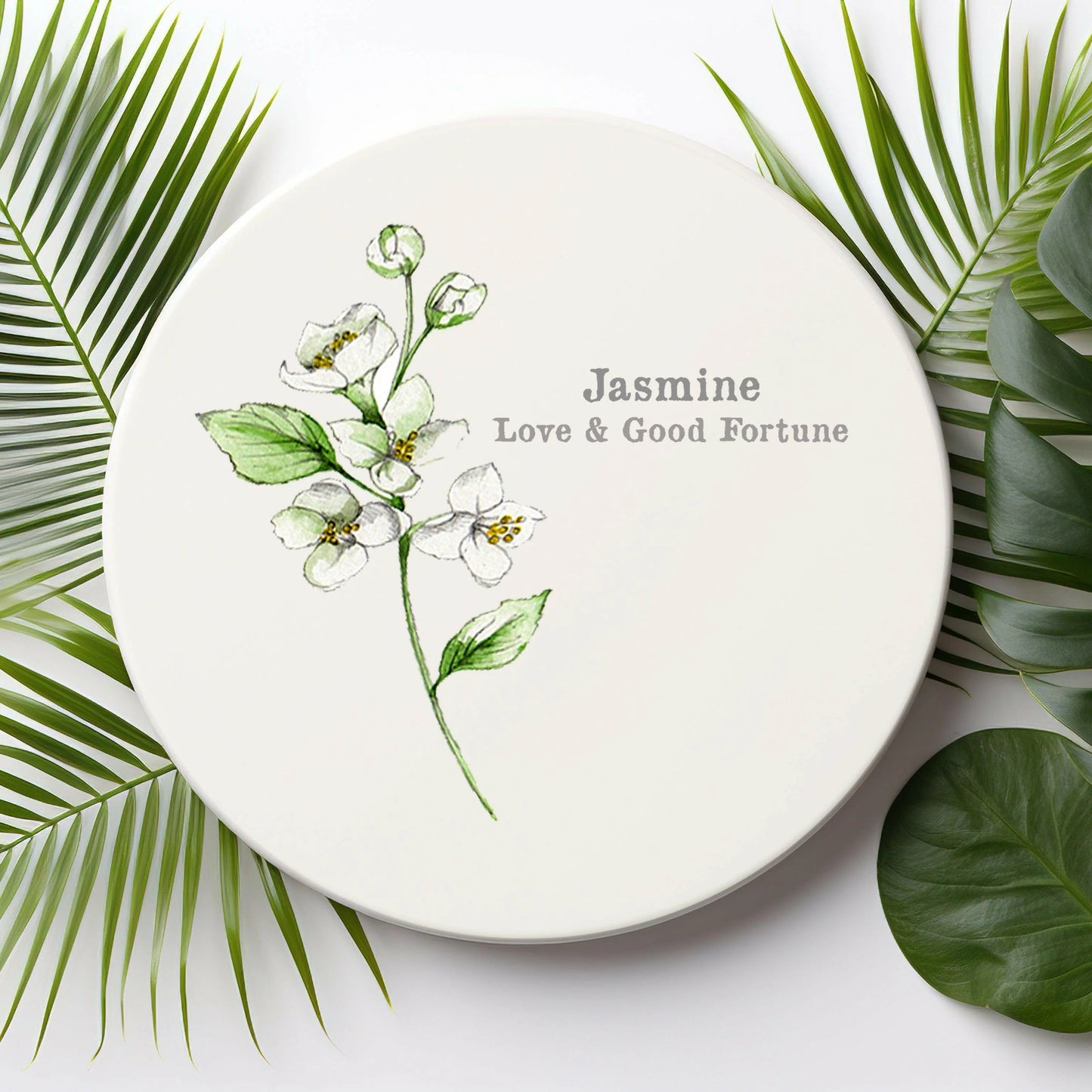 Ceramic Coaster | Jasmine | Love & Good Fortune