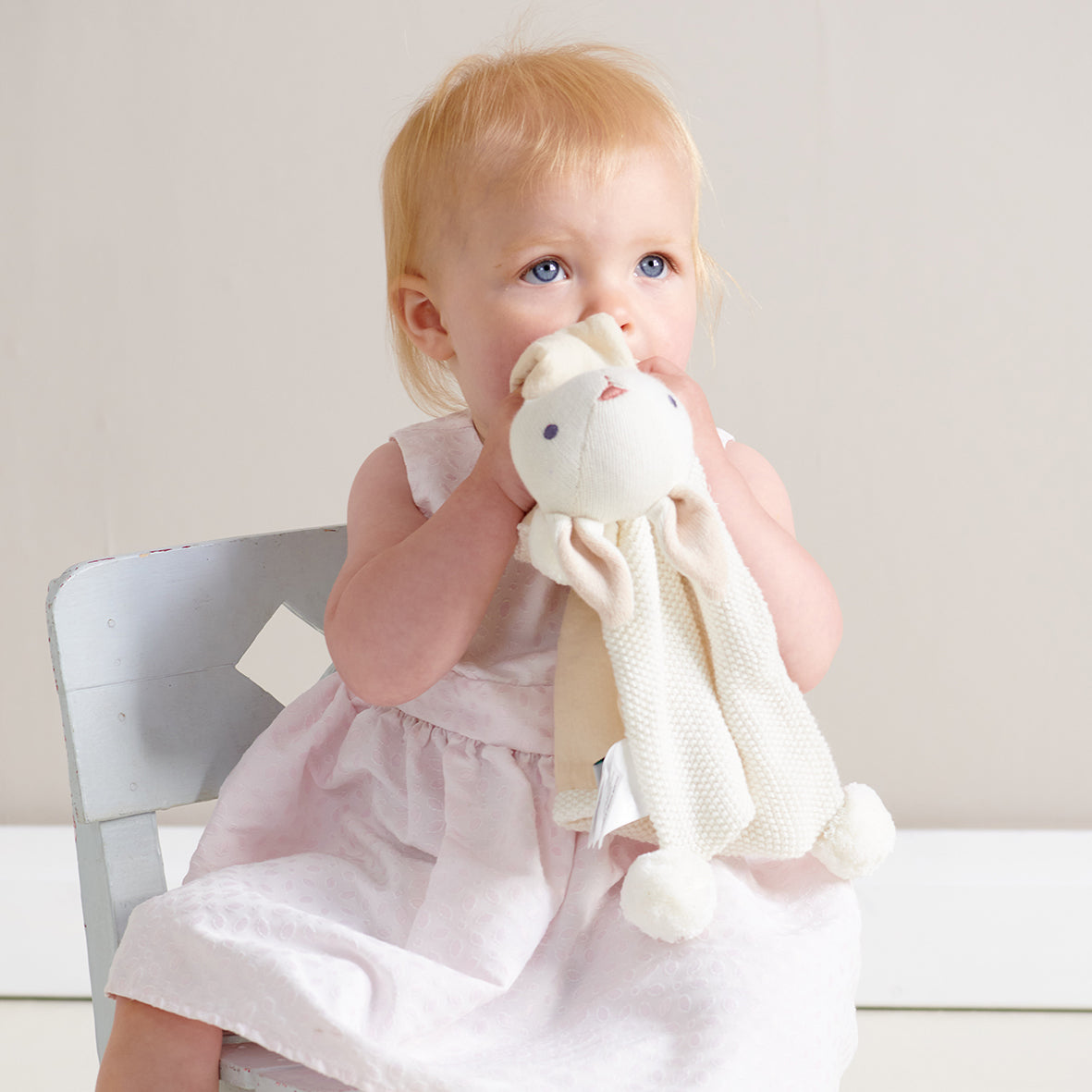 Baby Threads Cream Bunny Gift Set | Organic Rattle & Comforter