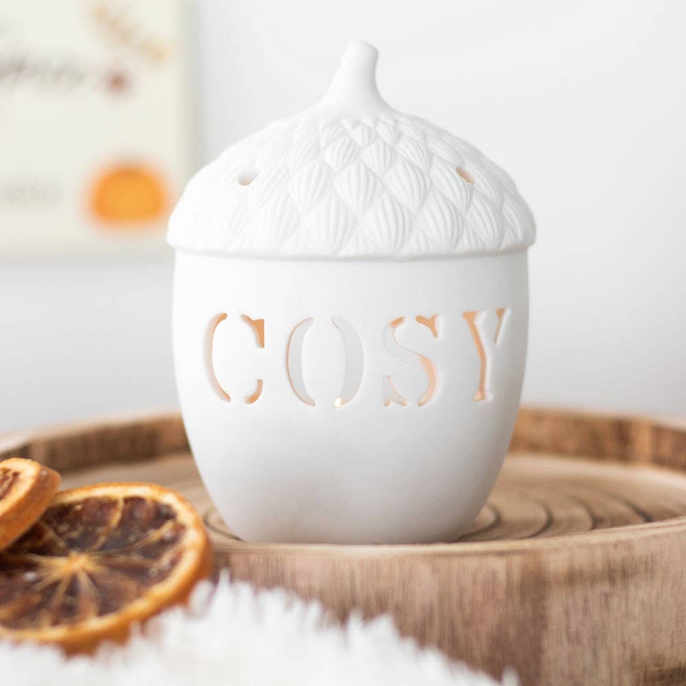 Cosy Autumn Acorn Tealight Candle Holder (UK spelling)