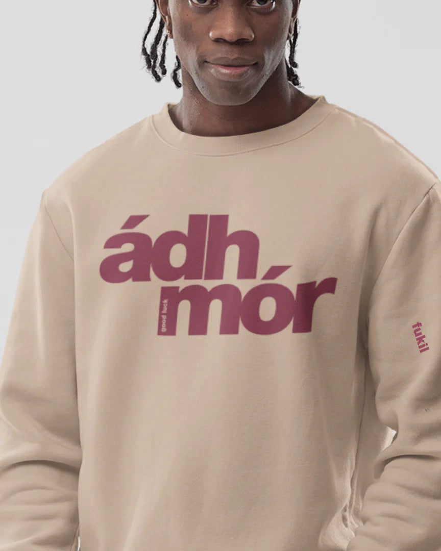 Fukil | Ádh Mór Sweatshirt | Sand & Burgundy