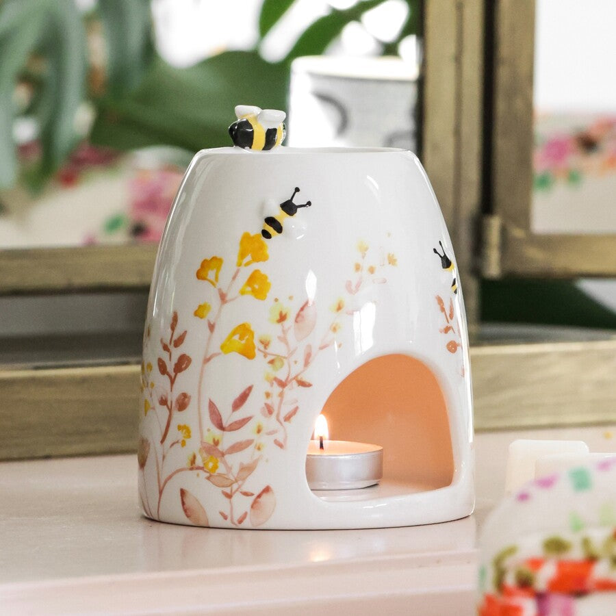 Floral Bee Ceramic Wax Burner | Dusky Pink