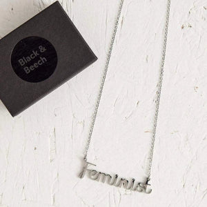 Feminist Necklace | Silver |  Black & Beech