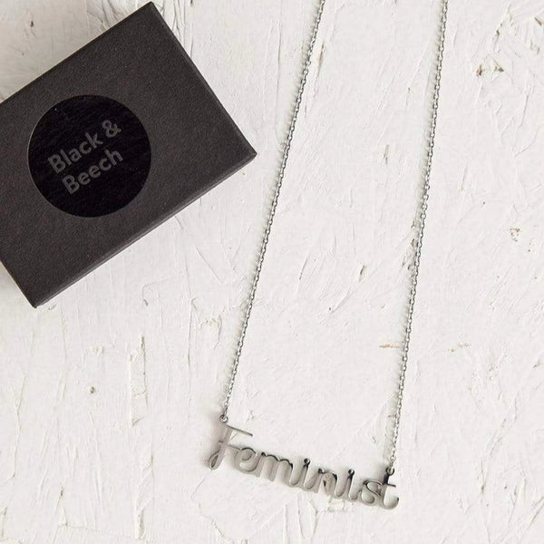 Feminist Necklace | Silver |  Black & Beech