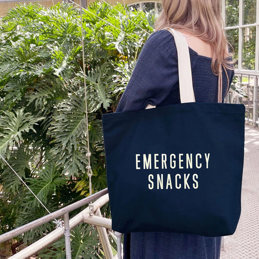 Emergency Snacks | Canvas Tote Bag | Midnight Blue