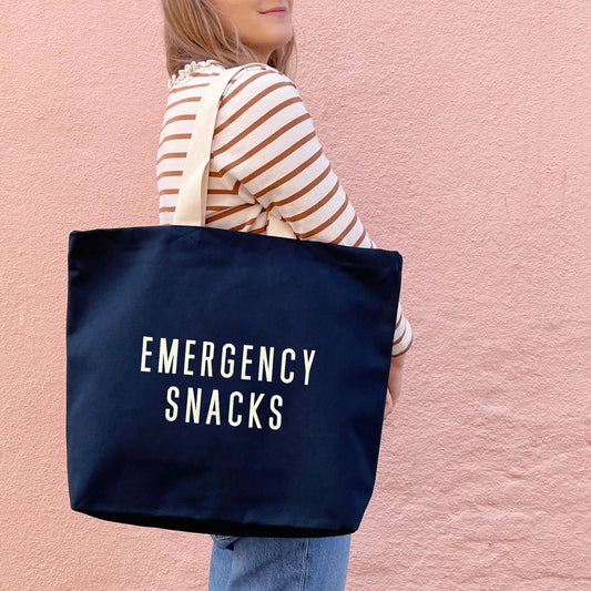 Emergency Snacks | Canvas Tote Bag | Midnight Blue
