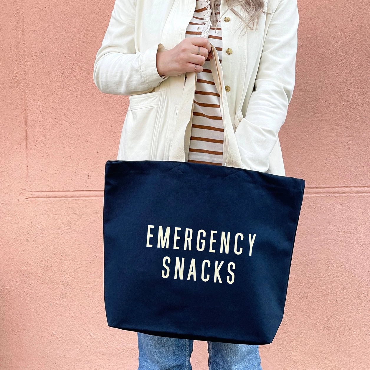 Emergency Snacks | Canvas Tote Bag | Midnight Blue