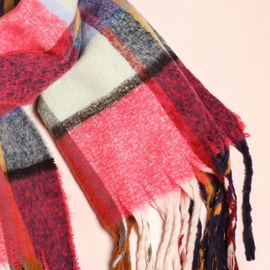 Pink Tartan Winter Scarf