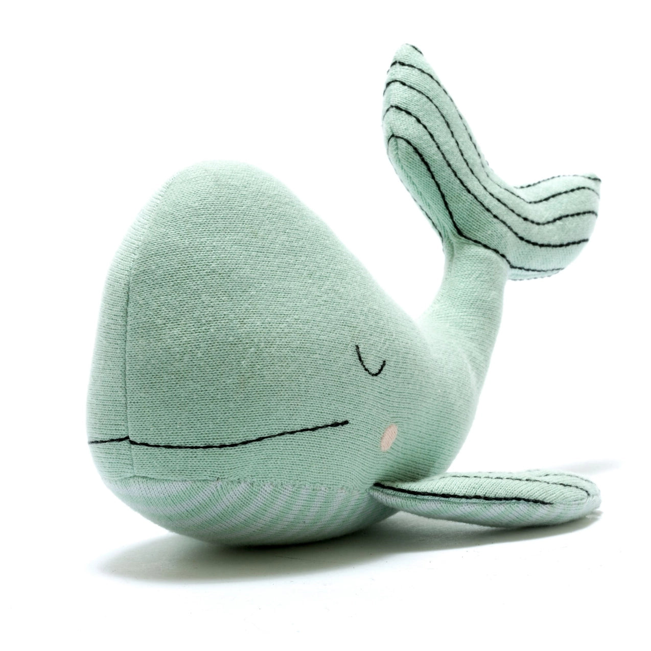 Sea Green Whale Plush Toy in Organic Cotton Knit