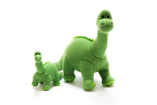 Knitted Green Diplodocus Baby Rattle