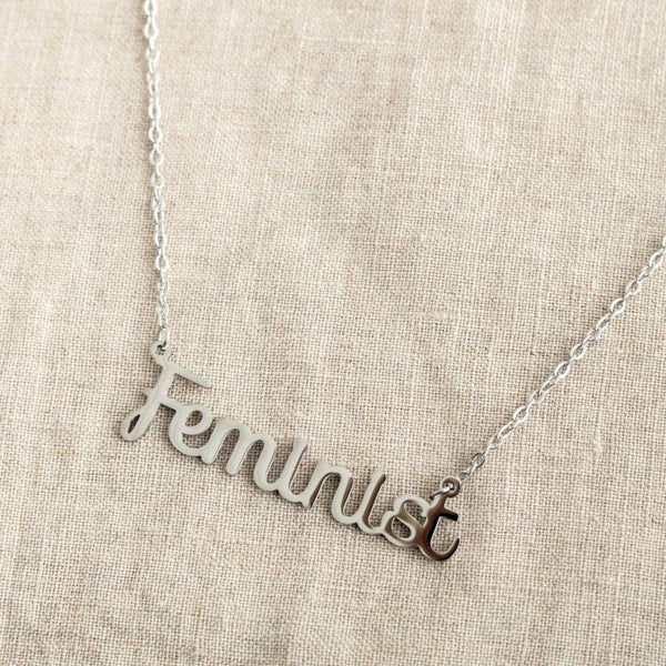 Feminist Necklace | Silver |  Black & Beech