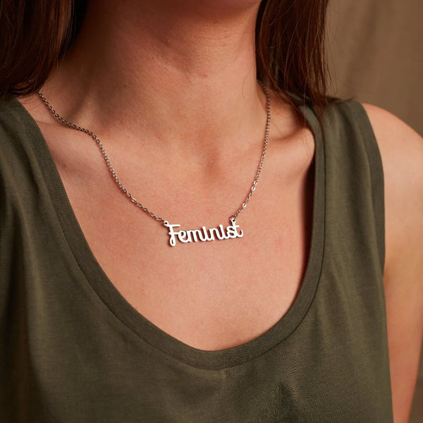 Feminist Necklace | Silver |  Black & Beech