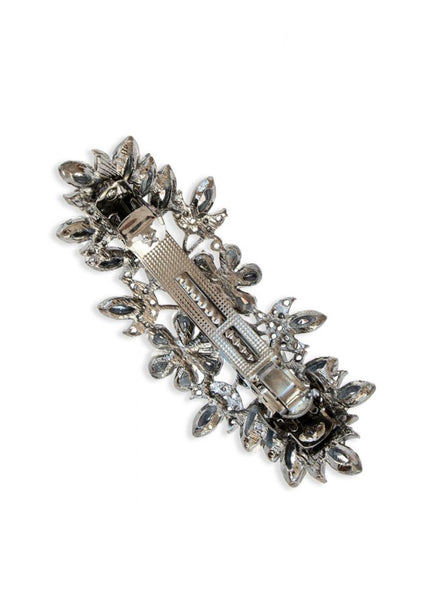 Pewter Crystal Flower Barrette